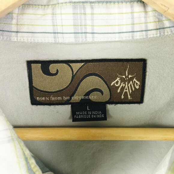 Prana Shirt Mens Size Large Organic Cotton Button Front Short Sleeve Plaid Y2K - Picture 2 of 5
